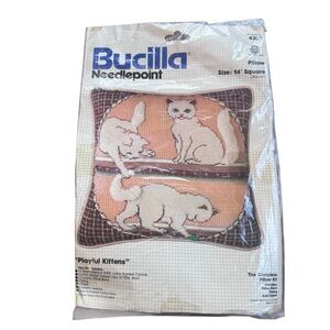 Bucilla Needlepoint 4307 Playful Kittens Cats 14" Square Pillow NEW Craft Kit